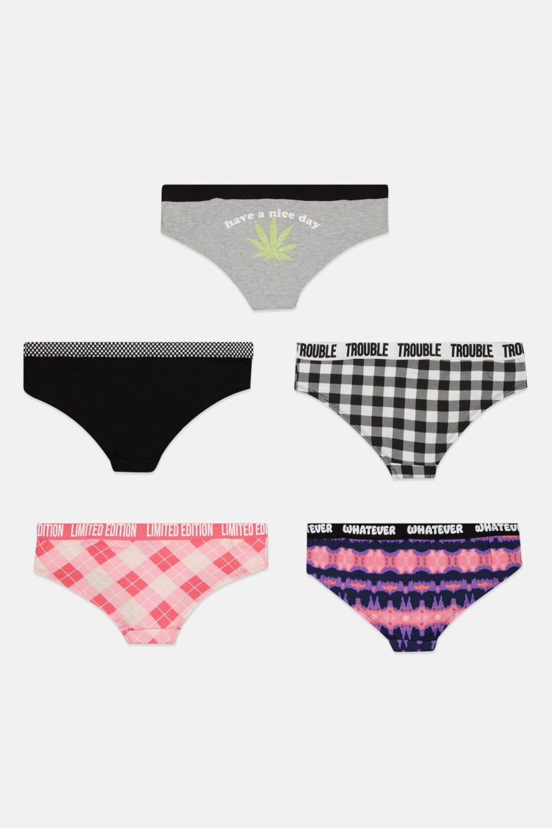 Always A Flirt Women 5 Piece Printed Panties, Grey Combo - Image 2